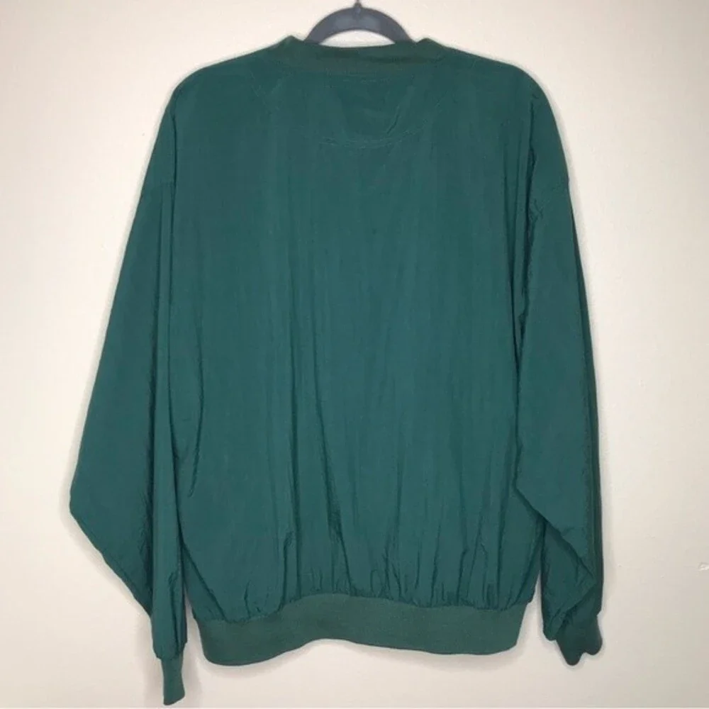 Vintage Munsingwear Lancaster Leaf V Neck Pullover Green Windbreaker Men Large